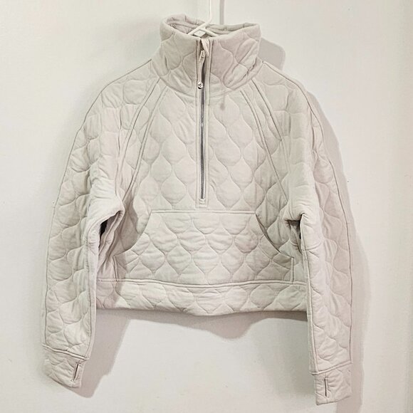 Lululemon Scuba Oversized Quilted Half Zip - Bone - Women's Size XS/S - LW3HFKS - Picture 2 of 8